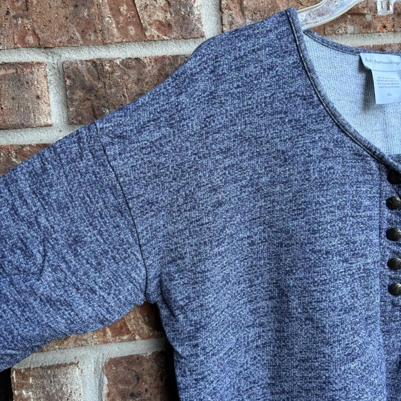 Soft Surroundings Blue Heather Marled French Terry Tunic Top Oversized pockets - Picture 3 of 5